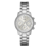 Guess Mini Sunrise Chronograph Quartz Silver Dial Silver Steel Strap Watch For Women - W0623L1