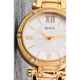 Guess Park Ave South Analog White Dial Gold Steel Strap Watch For Women - W0767L2