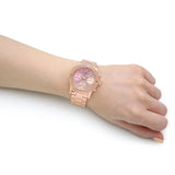 Guess Confetti Pink Dial Rose Gold Steel Strap Watch For Women - W0774L3