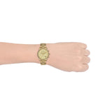 Michael Kors Ritz Chronograph Gold Dial Gold Steel Strap Watch For Women - MK6597