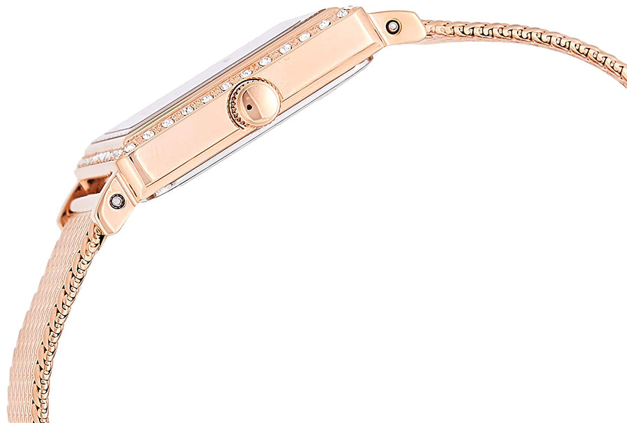 Guess Highline Off White Dial Rose Gold Stainless Steel Mesh Strap Watch For Women - W0826L3