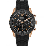 Guess Caliber Chronograph Black Dial Black Rubber Strap Watch for Men  - W0864G2