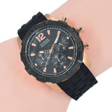 Guess Caliber Chronograph Black Dial Black Rubber Strap Watch for Men  - W0864G2