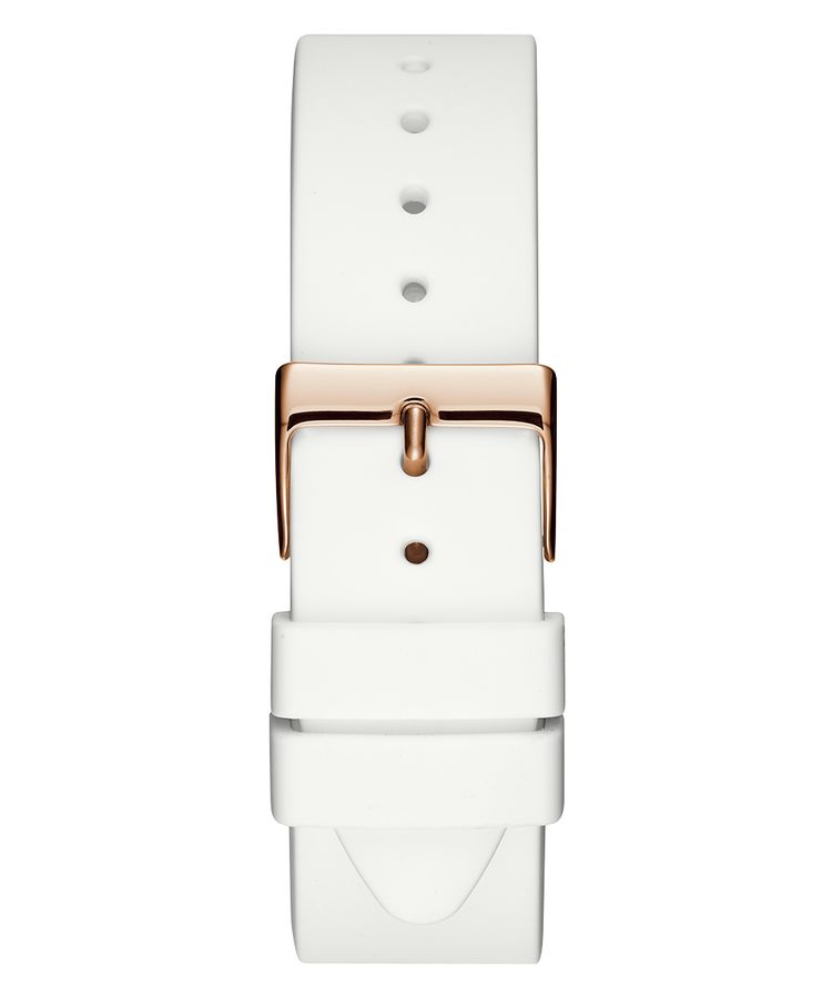 Guess G Twist White & Gold Dial White Silicone Strap Watch For Women - W0911L5