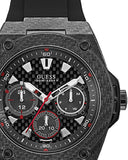 Guess Legacy Black Dial Black Rubber Strap Watch For Men - W1048G2