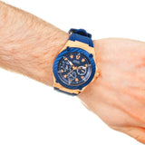 Guess Legacy Blue Dial Blue Silicone Strap Watch For Men - W1049G2