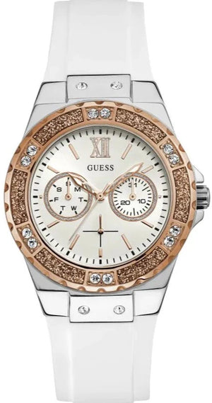 Guess Limelight White Dial White Rubber Strap Watch for Women - W1053L2