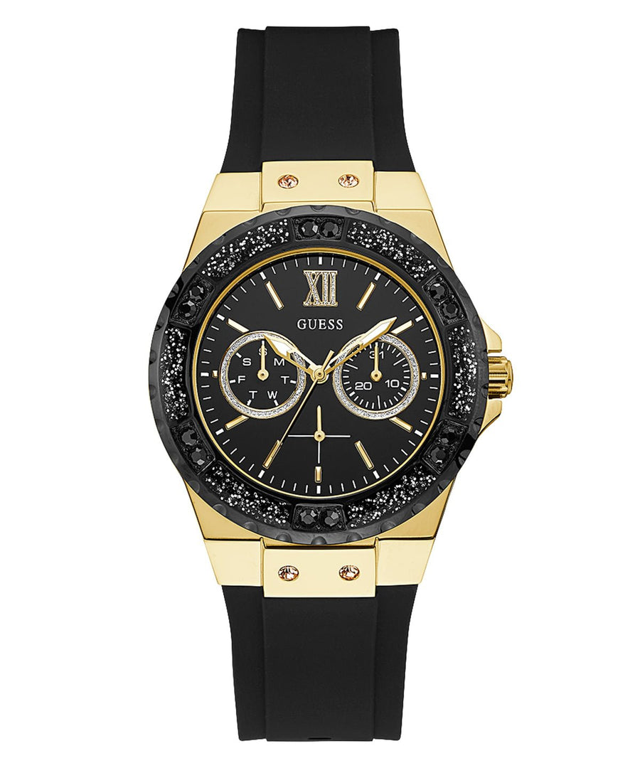 Guess Black Dial Black Rubber Strap Watch For Women - W1053L7