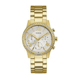 Guess Solar Chronograph Diamonds White Dial Gold Steel Strap Watch for Women - W1069L2