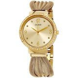 Guess Chiffon Gold Dial Gold Mesh Bracelet Watch For Women - W1083L2