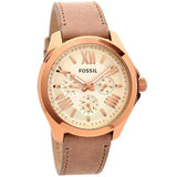 Fossil Cecile White Dial Beige Leather Strap Watch for Women - AM4532