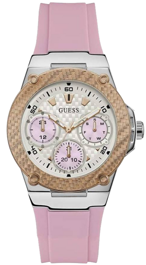 Guess Zena Quartz White Dial Pink Rubber Strap Watch For Women - W1094L4