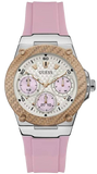 Guess Zena Quartz White Dial Pink Rubber Strap Watch For Women - W1094L4