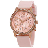 Guess Solar Rose Gold Dial Pink Rubber Strap Watch For Women - W1135L2