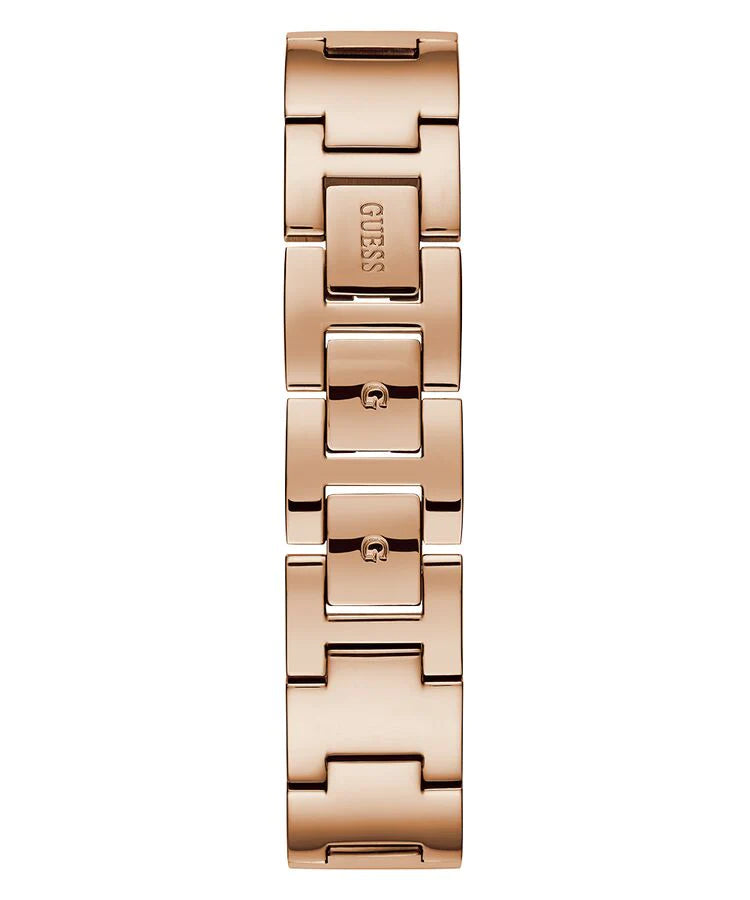 Guess Tri Glitz Quartz Diamonds Rose Gold Dial Rose Gold Mesh Bracelet Watch For Women - W1142L4