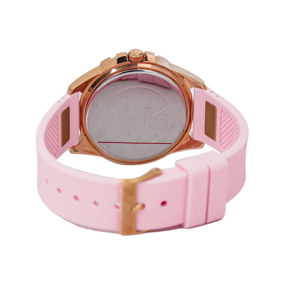 Guess Frontier Diamonds Rose Gold Dial Pink Rubber Strap Watch For Women - W1160L5