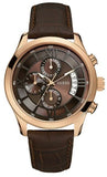 Guess Analog Chronograph Brown Dial Brown Leather Strap Watch For Men - W14052G2