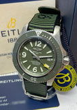 Breitling Superocean Automatic 44mm Outerknown Green Dial Green Nylon Strap Watch for Men - A17367A11L1W1