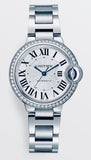 Cartier Ballon Bleu De Cartier Diamonds Silver Dial Silver Steel Strap Watch for Women - W4BB0023