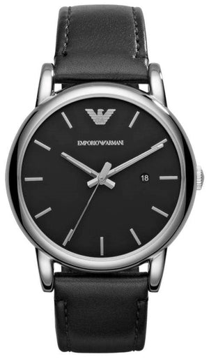 Emporio Armani Classic Quartz Black Dial Black Leather Strap Watch For Men - AR1692