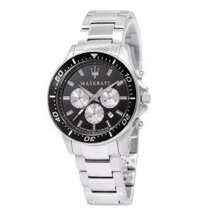 Maserati SFIDA Chronograph Black Dial Silver Steel Strap Watch For Men - R8873640004
