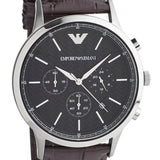 Emporio Armani Renato Chronograph Black Dial Brown Leather Strap Watch For Men - AR2482