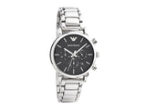 Emporio Armani Chronograph Black Dial Silver Steel Strap Watch For Men - AR1853