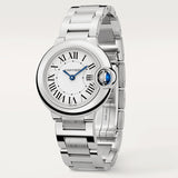 Cartier Ballon Bleu De Cartier White Dial Silver Steel Strap Watch for Women - W69010Z4