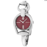 Gucci Horsebit Quartz Red Dial Silver Steel Strap Watch For Women - YA139502