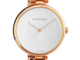 Calvin Klein Wavy White Dial Rose Gold Steel Strap Watch for Women - K9U23646