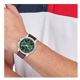 Tommy Hilfiger Lars Chronograph Green Dial Brown Leather Strap Watch For Men - 1792064