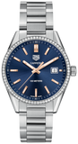 Tag Heuer Carrera Quartz 39mm Diamonds Blue Dial Silver Steel Strap Watch for Women - WAR1114.BA0601