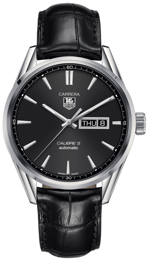 Tag Heuer Carrera Automatic 41mm Black Dial Black Leather Strap Watch for Men - WAR201A.FC6266