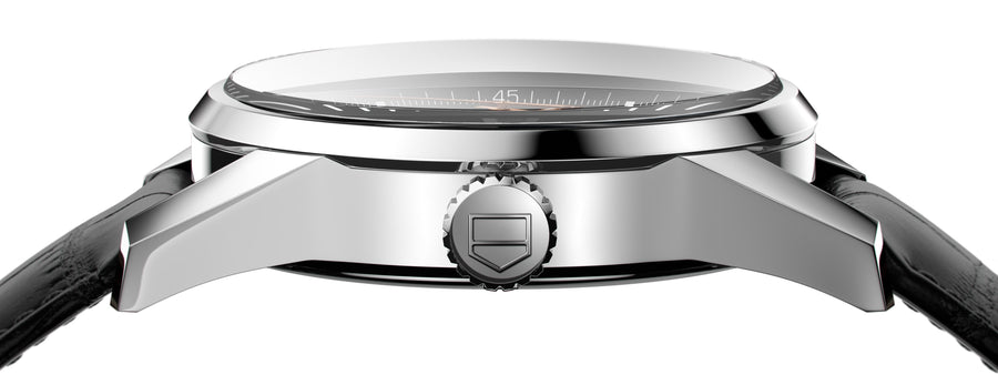 Tag Heuer Carrera Calibre 5 Automatic Black Dial Black Leather Strap Watch for Men - WAR201C.FC6266