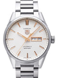 Tag Heuer Carrera Calibre 5 White Dial Silver Steel Strap Watch for Men - WAR201D.BA0723