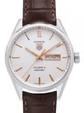 Tag Heuer Carrera Calibre 5 Automatic White Dial Brown Leather Strap Watch for Men - WAR201D.FC6291