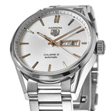 Tag Heuer Carrera Calibre 5 White Dial Silver Steel Strap Watch for Men - WAR201D.BA0723