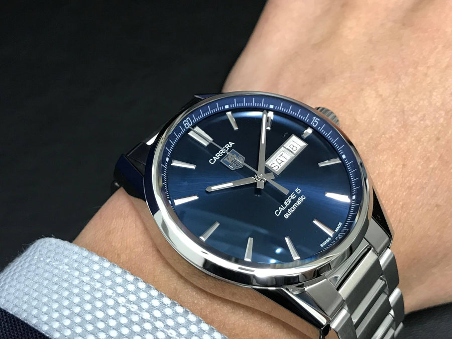 Tag Heuer Carrera Automatic Blue Dial Silver Steel Strap Watch for Men - WAR201E.BA0723