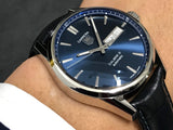 Tag Heuer Carrera Calibre 5 Automatic Blue Dial Blue Leather Strap Watch for Men - WAR201E.FC6292