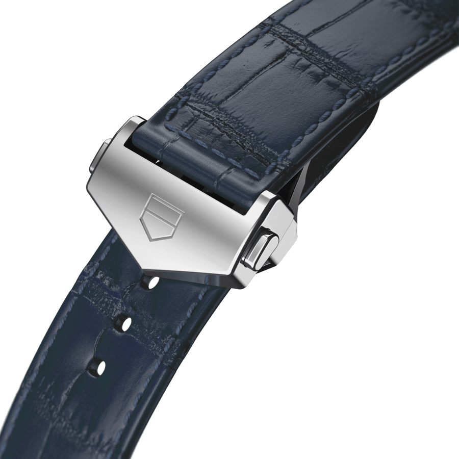 Tag Heuer Carrera Calibre 5 Automatic Blue Dial Blue Leather Strap Watch for Men - WAR201E.FC6292