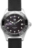 Tag Heuer Aquaracer Quartz Black Mother of Pearl Dial Black Textile Strap Watch for Women - WAY131M.FT6092