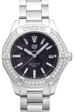 Tag Heuer Aquaracer Quartz 35mm Diamond Black Dial Silver Steel Strap Watch for Women - WAY131P.BA0748