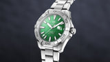 Tag Heuer Aquaracer Calibre 5 Automatic Green Dial Silver Steel Strap Watch for Men - WAY2015.BA0927