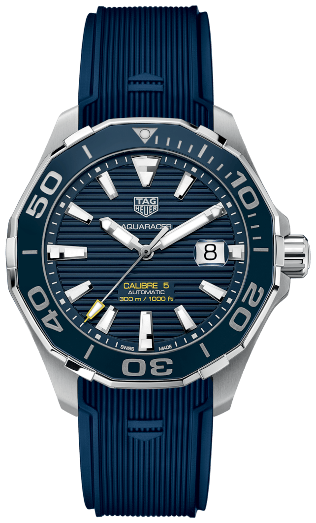 Tag Heuer Aquaracer Calibre 5 Automatic Blue Dial Blue Rubber Strap Watch for Men - WAY201B.FT6150