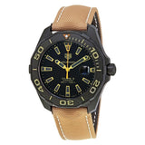 Tag Heuer Aquaracer 300 Calibre 5 Automatic Black Dial Brown Fabric Strap Watch for Men - WAY208C.FC6383