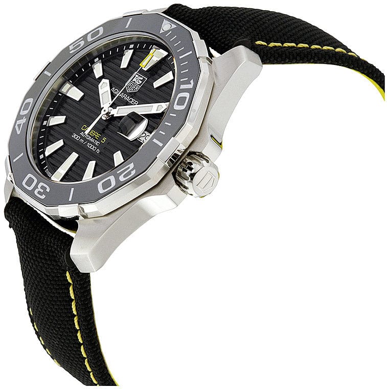 Tag Heuer Aquaracer Calibre 5 Automatic Black Dial Black Nylon Strap Watch for Men - WAY211A.FC6362