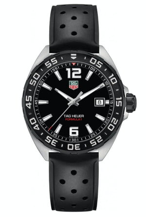 Tag Heuer Formula 1 Quartz 41mm Black Dial Black Rubber Strap Watch for Men - WAZ1110.FT8023