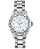 Tag Heuer Aquaracer Diamonds Mother of Pearl Dial Silver Steel Strap Watch for Women - WBD131B.BA0748