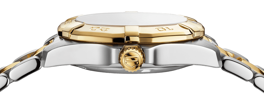 Tag Heuer Aquaracer White Mother of Pearl Dial Two Tone Steel Strap Watch for Women - WBD1322.BB0320