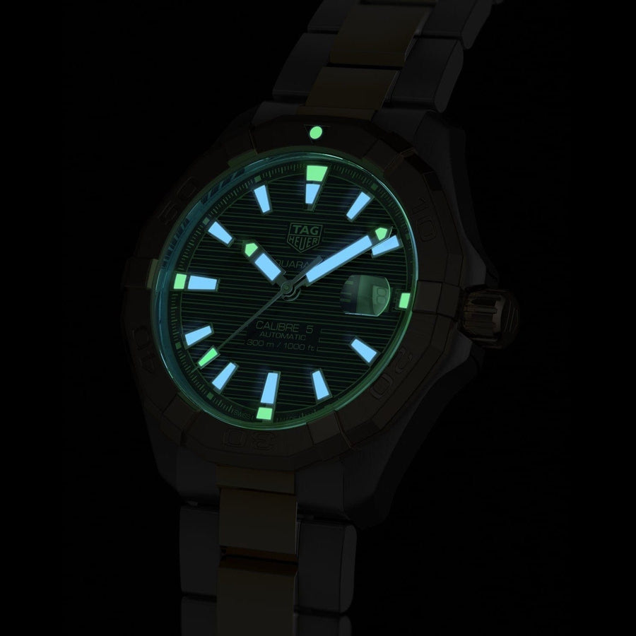 TAG Heuer Aquaracer WBD2120 luminous dial watch